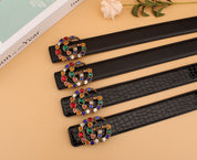 2 luxury double G irregular colored diamond belts