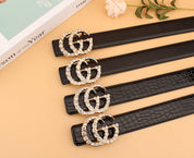 2 Styles Luxurious Double G Rhinestone Belt
